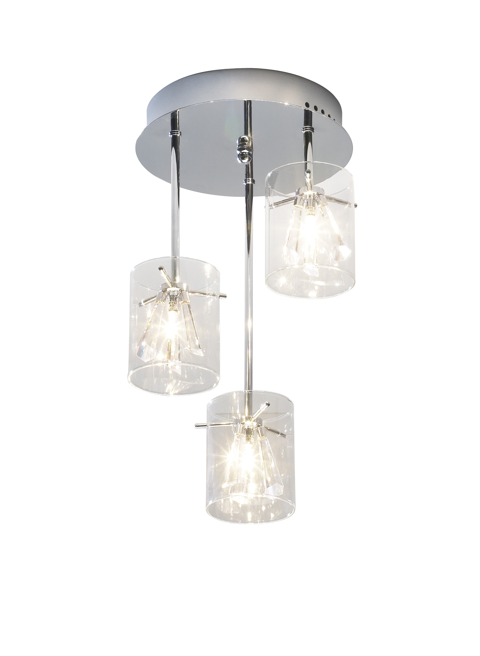 Somerset 3 light modern crystal pendant light ceiling light polished chrome finish glass cylinder shade with crystal droppers